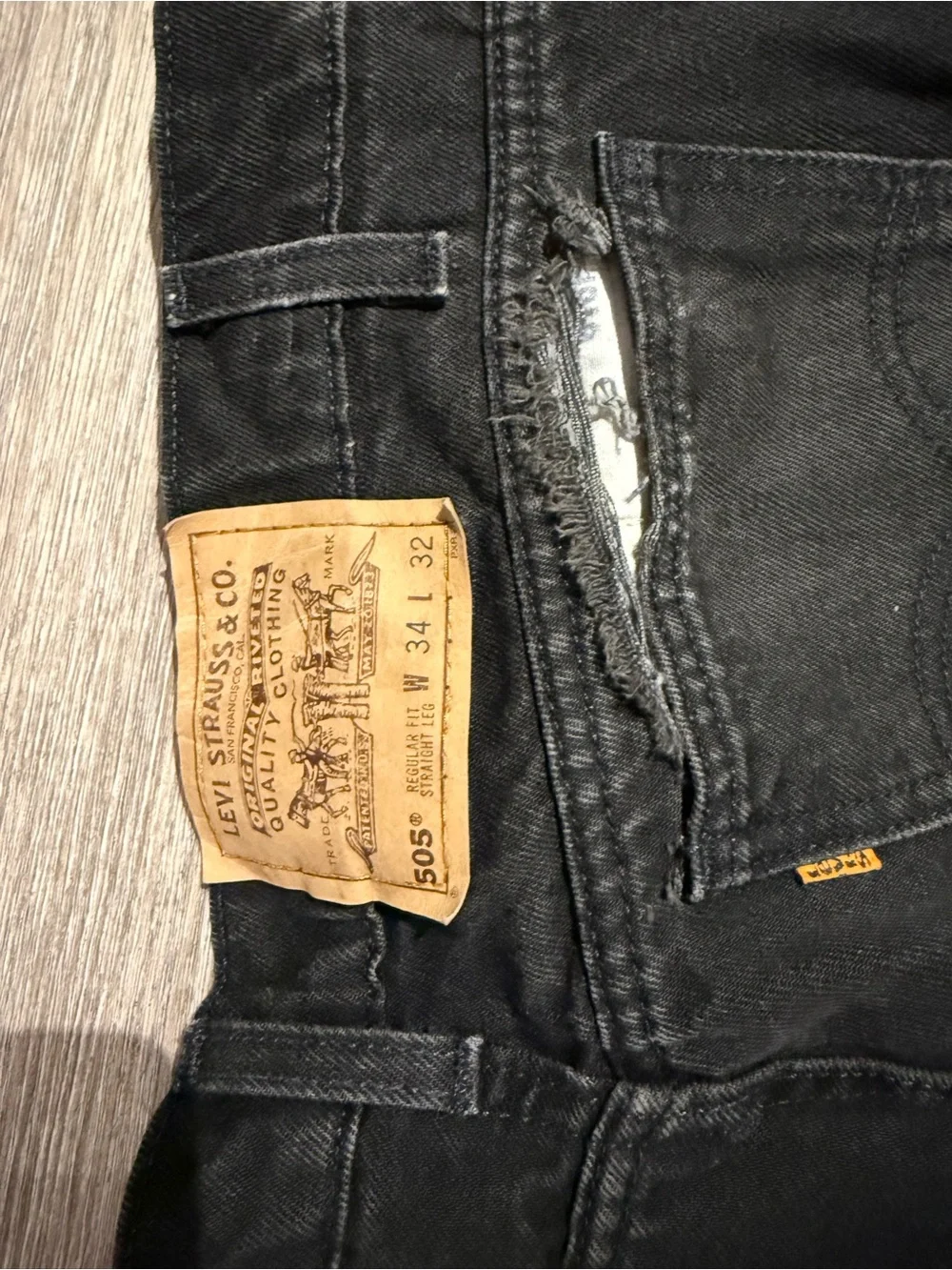 RARE Vintage 90’s 505 Levi's  Distressed Black Straight Leg Jeans